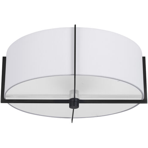 Preston 3 Light 15 inch Matte Black with White Semi-Flush Mount Ceiling Light