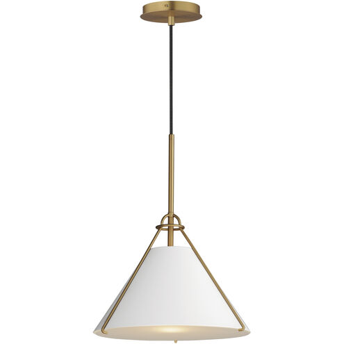 Lucas 1 Light 13.25 inch White and Natural Aged Brass Single Pendant Ceiling Light