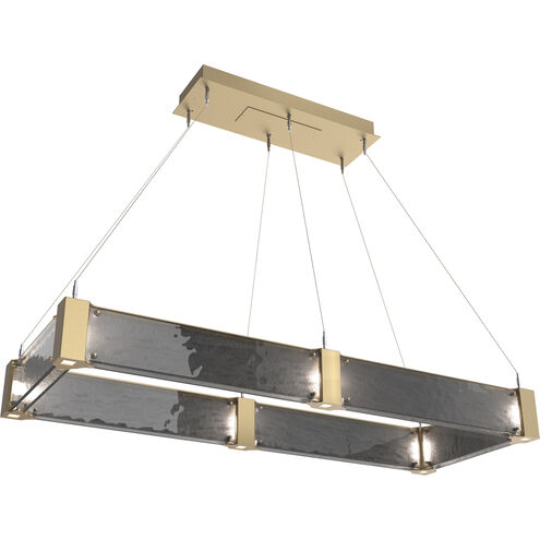 Parallel LED Gilded Brass Linear Pendant Ceiling Light in Smoke Granite, 2700K LED, Rectangular