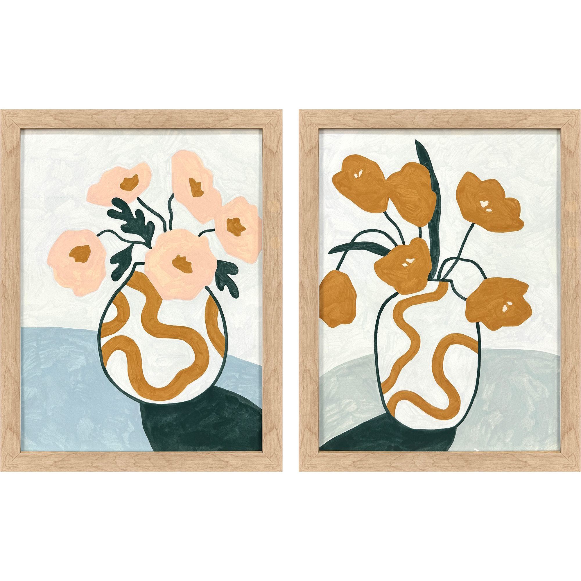 Whimsical Bloom Whimsical Dream Whimsical Oasis Pink and Green and Blue and Teal Framed Art, Propac