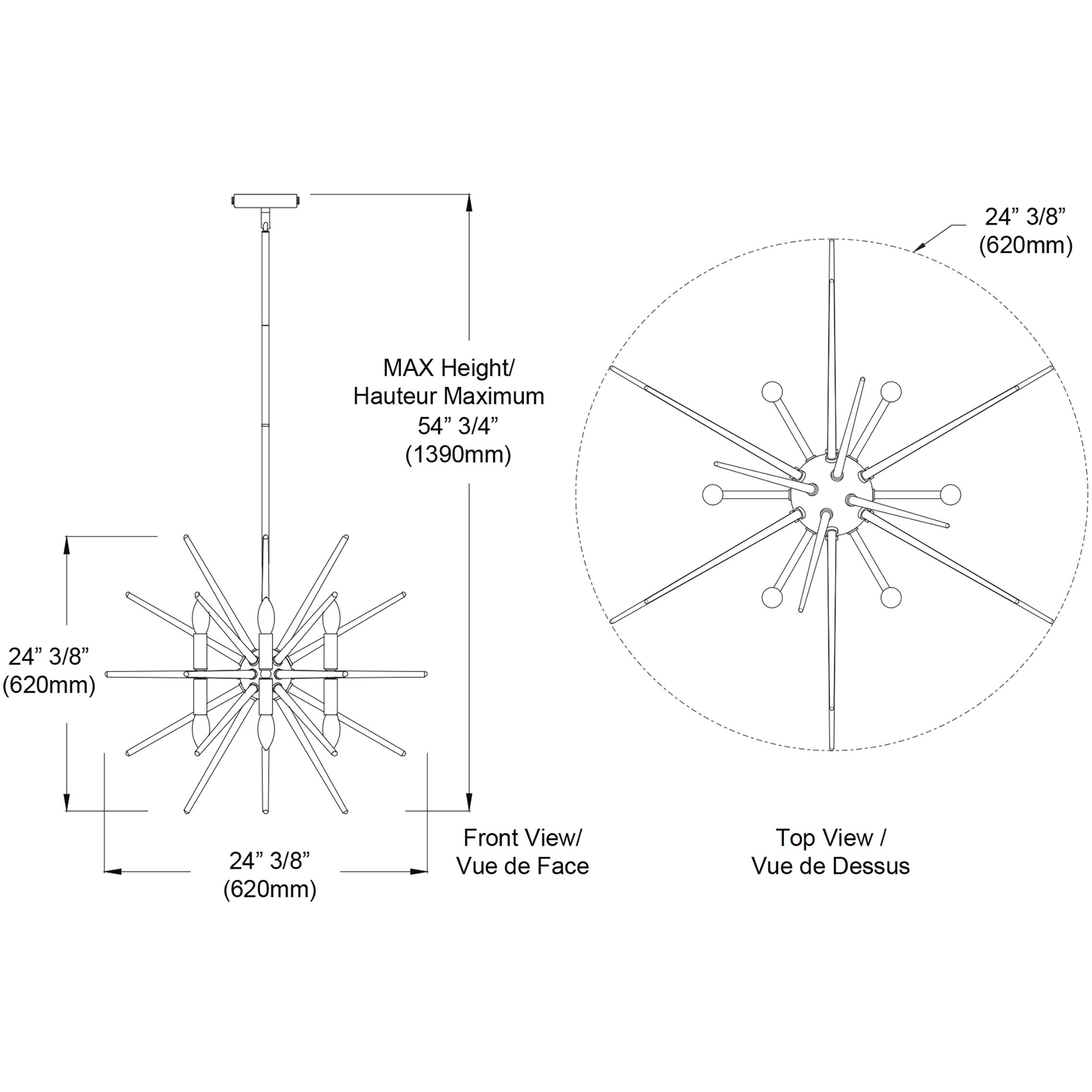 Vela 12 Light 24.5 inch Polished Chrome Chandelier Ceiling Light