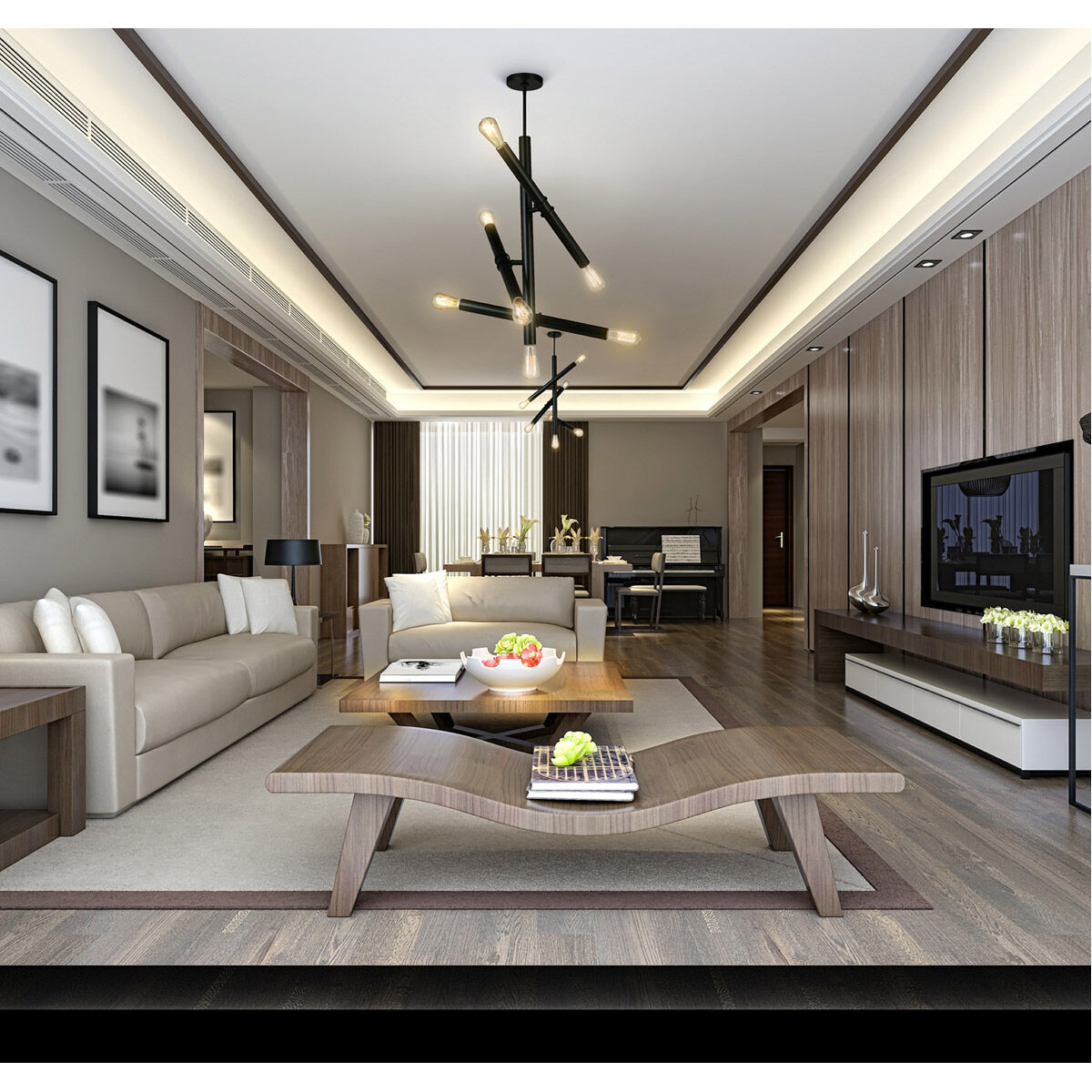 Drucker 7 Light 28.37 inch Black Pendant Ceiling Light