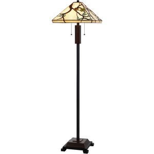 3101 Tiffany 60 inch 60.00 watt Dark Bronze and Wood Floor Lamp Portable Light