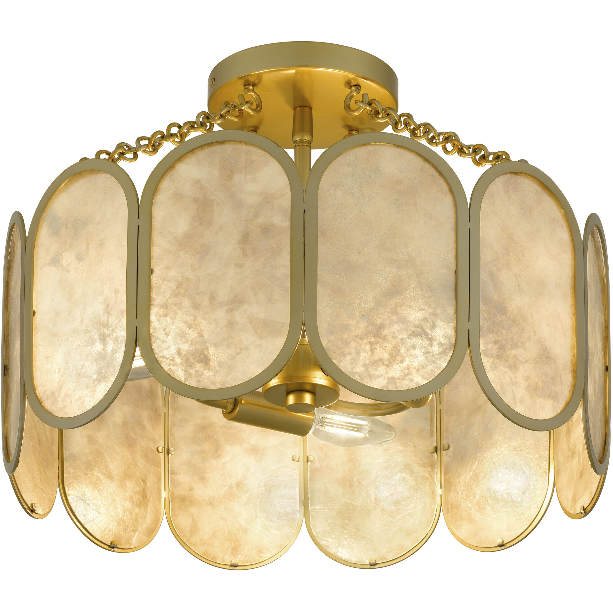 Amalia 3 Light 16 inch Light Gold Semi-Flush Mount Ceiling Light