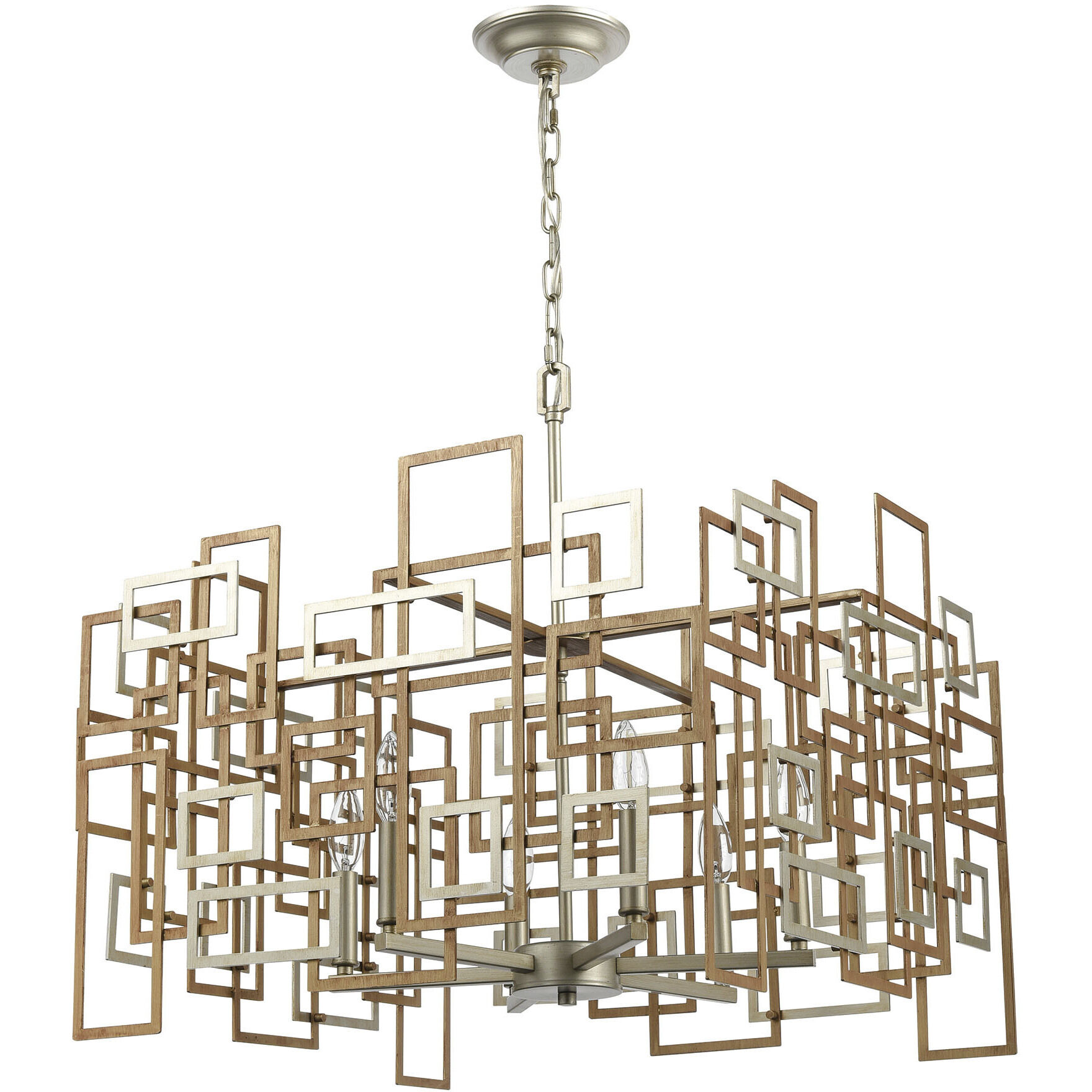 Gridlock 6 Light 23 inch Matte Gold Chandelier Ceiling Light
