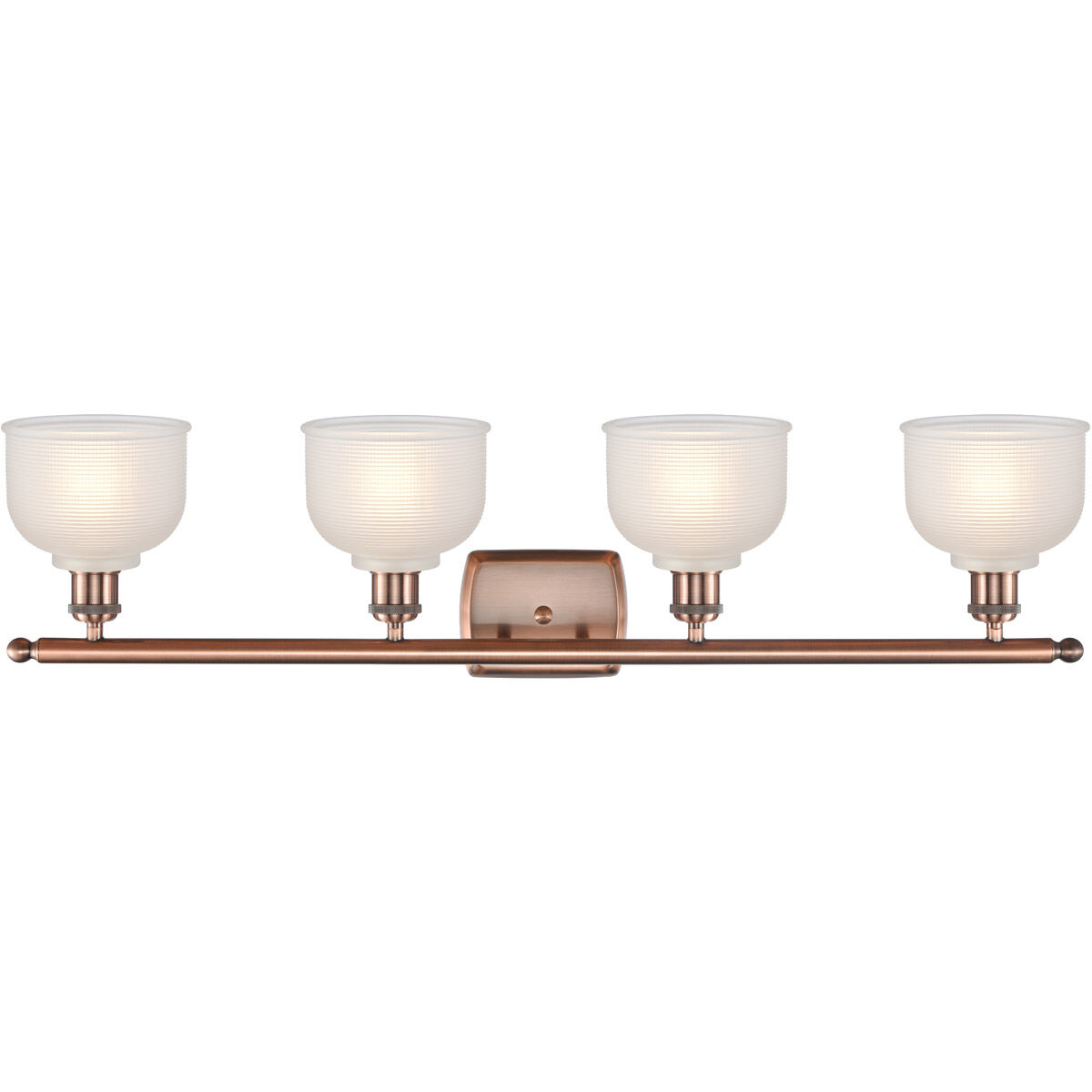 Ballston Dayton 4 Light 36 inch Antique Copper Bath Vanity Light Wall Light in White Glass, Ballston