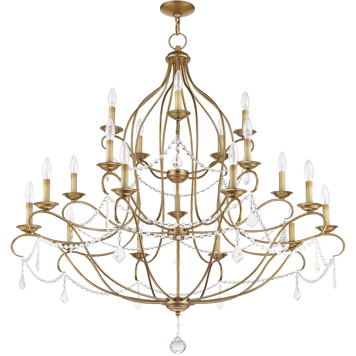 Chesterfield 20 Light 46 inch Antique Gold Leaf Chandelier Ceiling Light
