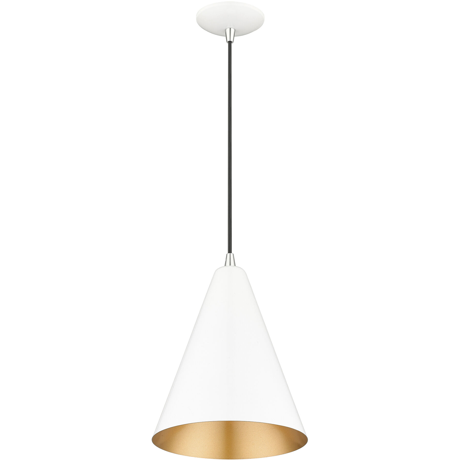 Dulce 1 Light 10 inch Shiny White with Polished Chrome Accents Pendant Ceiling Light
