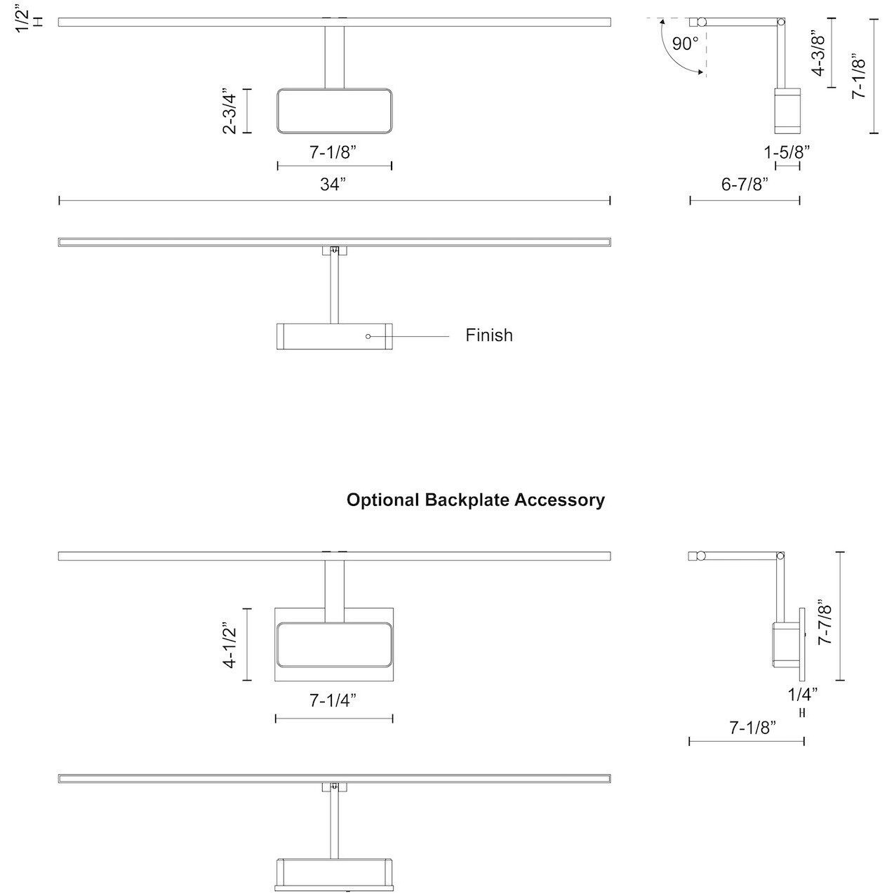 Vega Minor Picture Wall/Ceiling Light Wall Light in Black