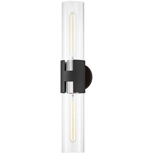 Amado 2 Light 5 inch Polished Nickel/Texture Black Wall Sconce Wall Light in Polished Nickel/Textured Black