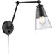 Albany 16.25 inch 60 watt Matte Black Hinged Swingarm Sconce Wall Light