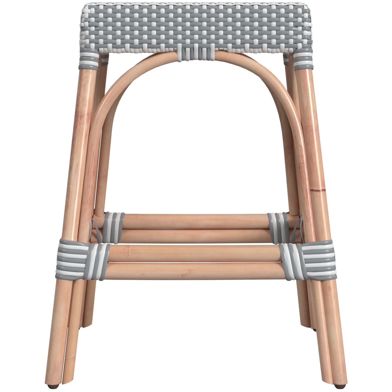 Robias Rectangular Rattan 24.5" Counter Stool in Gray and White Stripe