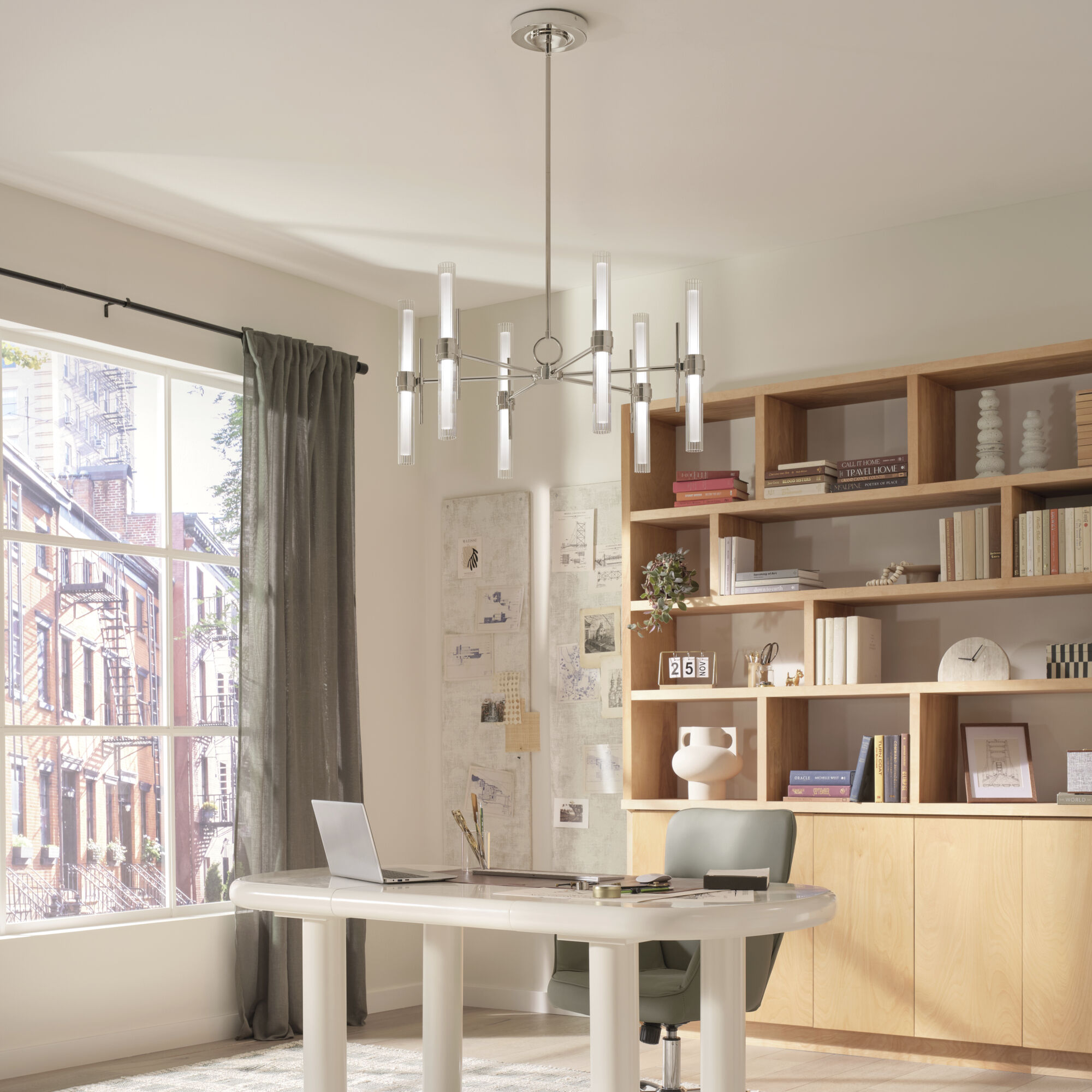 Riven LED Polished Nickel Chandelier Ceiling Light