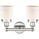 Bell 2 Light 15.5 inch Polished Nickel Bath Vanity Light Wall Light in Matte White