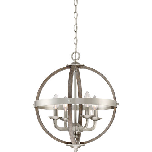 Fusion 4 Light 17 inch Brushed Nickel Foyer Piece Ceiling Light, Naturals