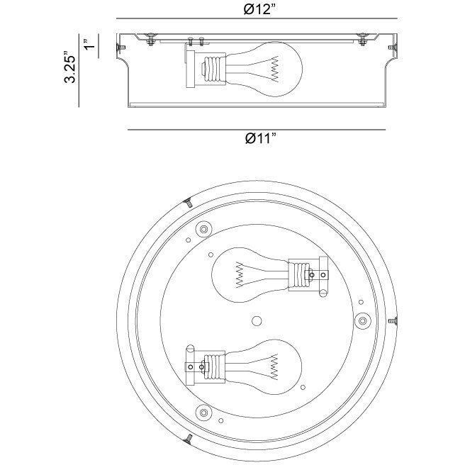 Ciotola 2 Light 12 inch Chrome Flush Mount Ceiling Light