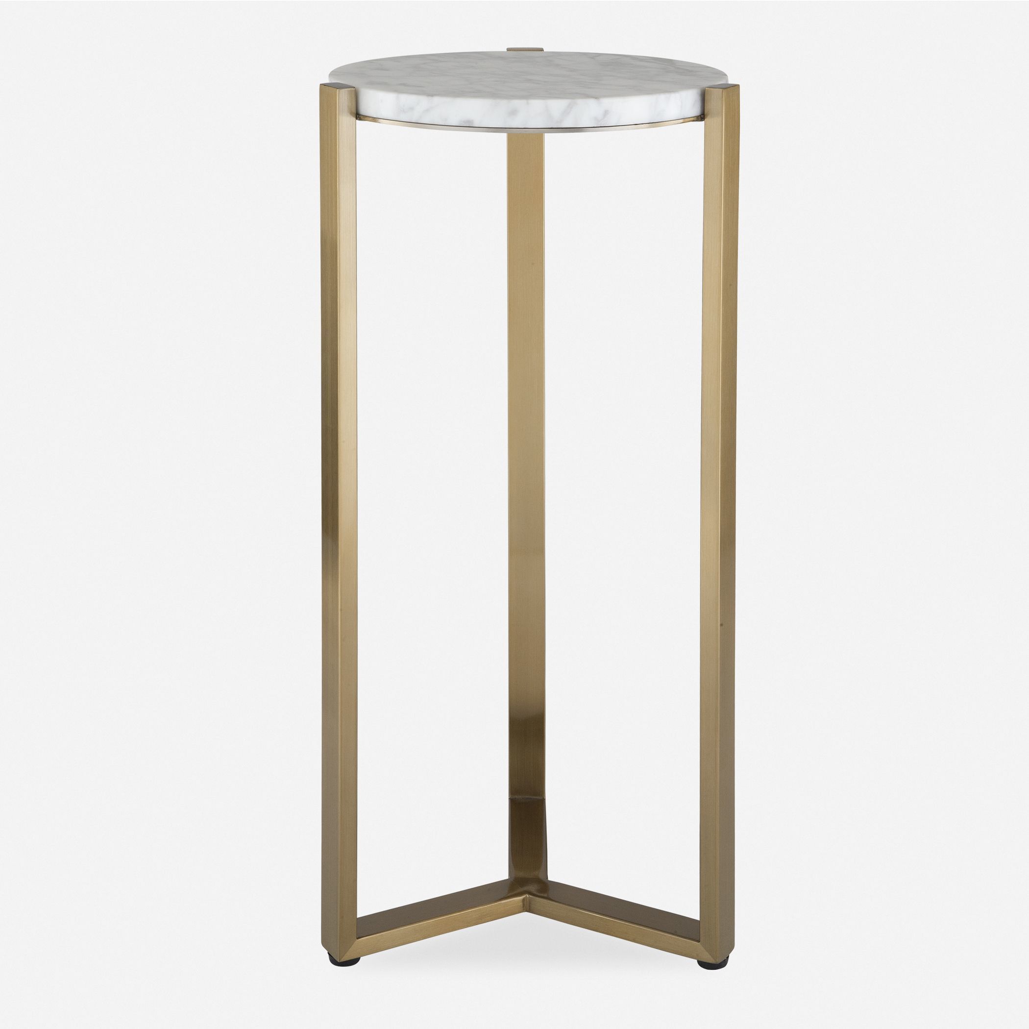 Pietra 23 X 10.63 inch Antique Brass and Carrara Marble Drink Table