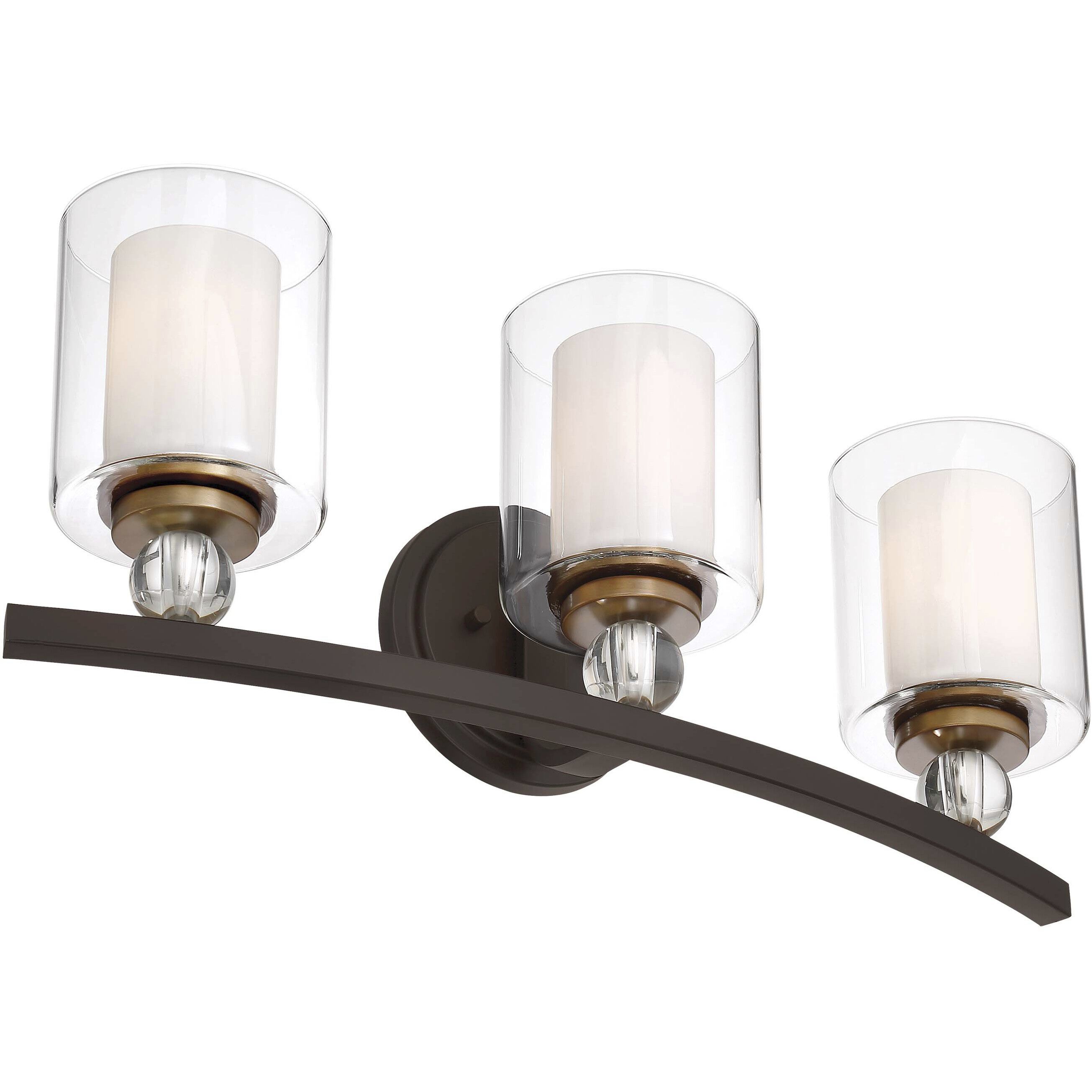 Studio 5 3 Light 24 inch Painted Bronze/Natural Brush Bath Light Wall Light