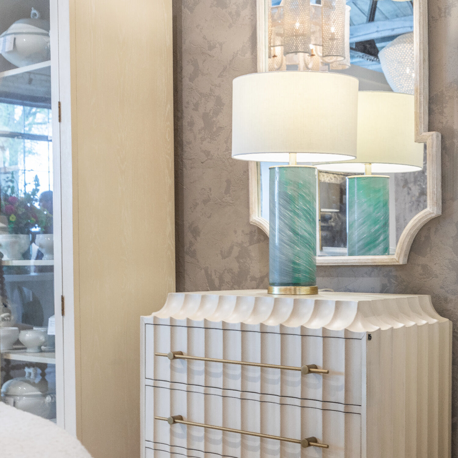 Ellington 28.5 inch Grey Swirled Glass / Champagne Table Lamp Portable Light