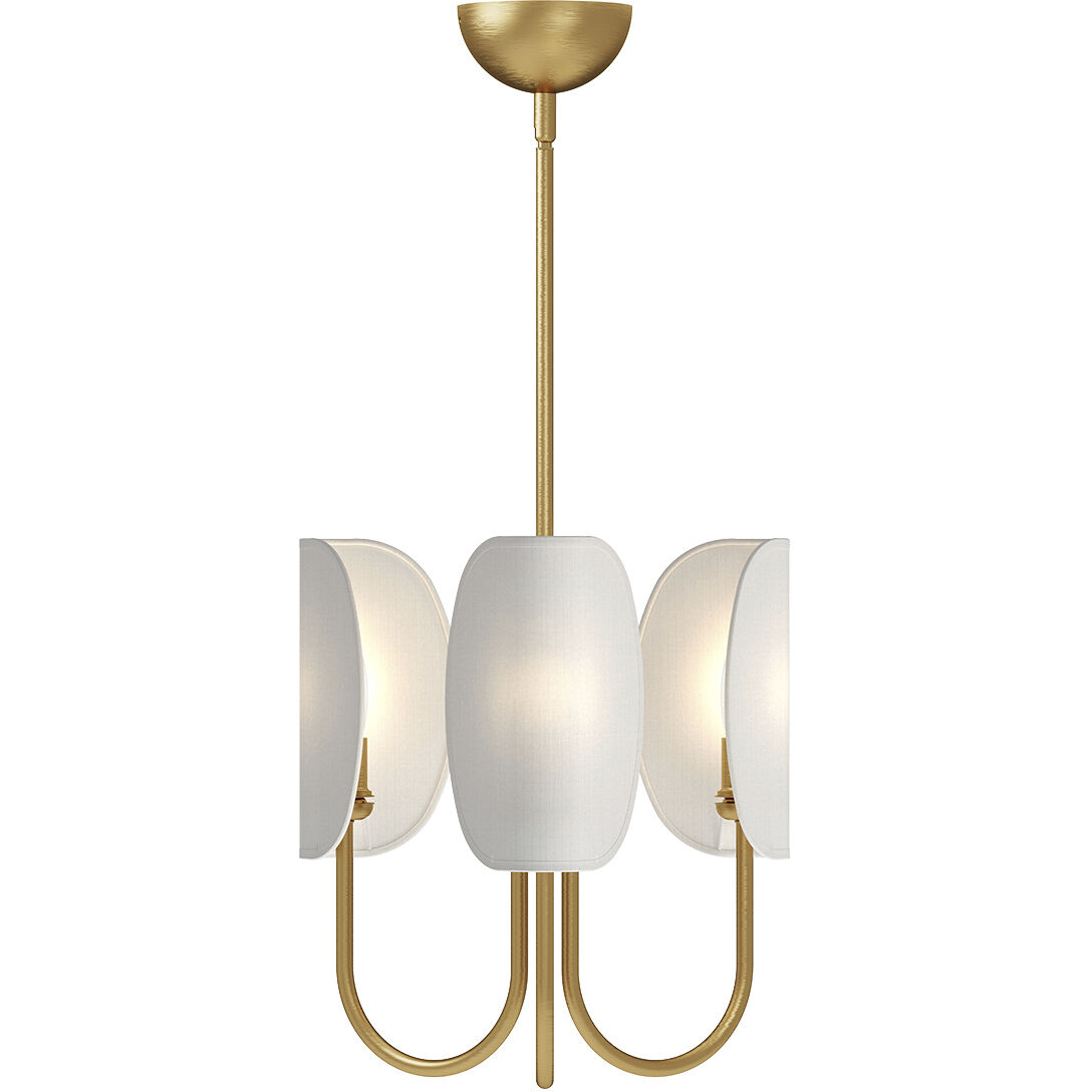 Alora Mood Seno 3 Light 15 inch Aged Gold/White Cotton Fabric Chandelier Ceiling Light in Aged Gold and White Cotton Fabric