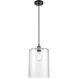 Ballston Large Cobbleskill LED 9 inch Black Antique Brass Mini Pendant Ceiling Light in Clear Glass, Ballston