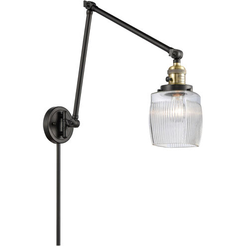 Colton 30 inch 3.50 watt Black Antique Brass Swing Arm Wall Light, Franklin Restoration