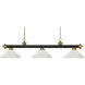 Riviera 3 Light 57 inch Bronze and Satin Gold Billiard Ceiling Light in 18, Angular White Linen Glass