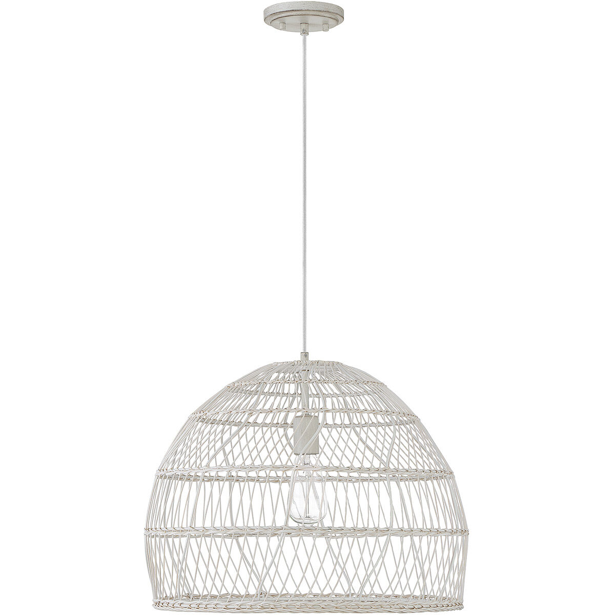 Bohemian 1 Light 20 inch White Rattan Pendant Ceiling Light