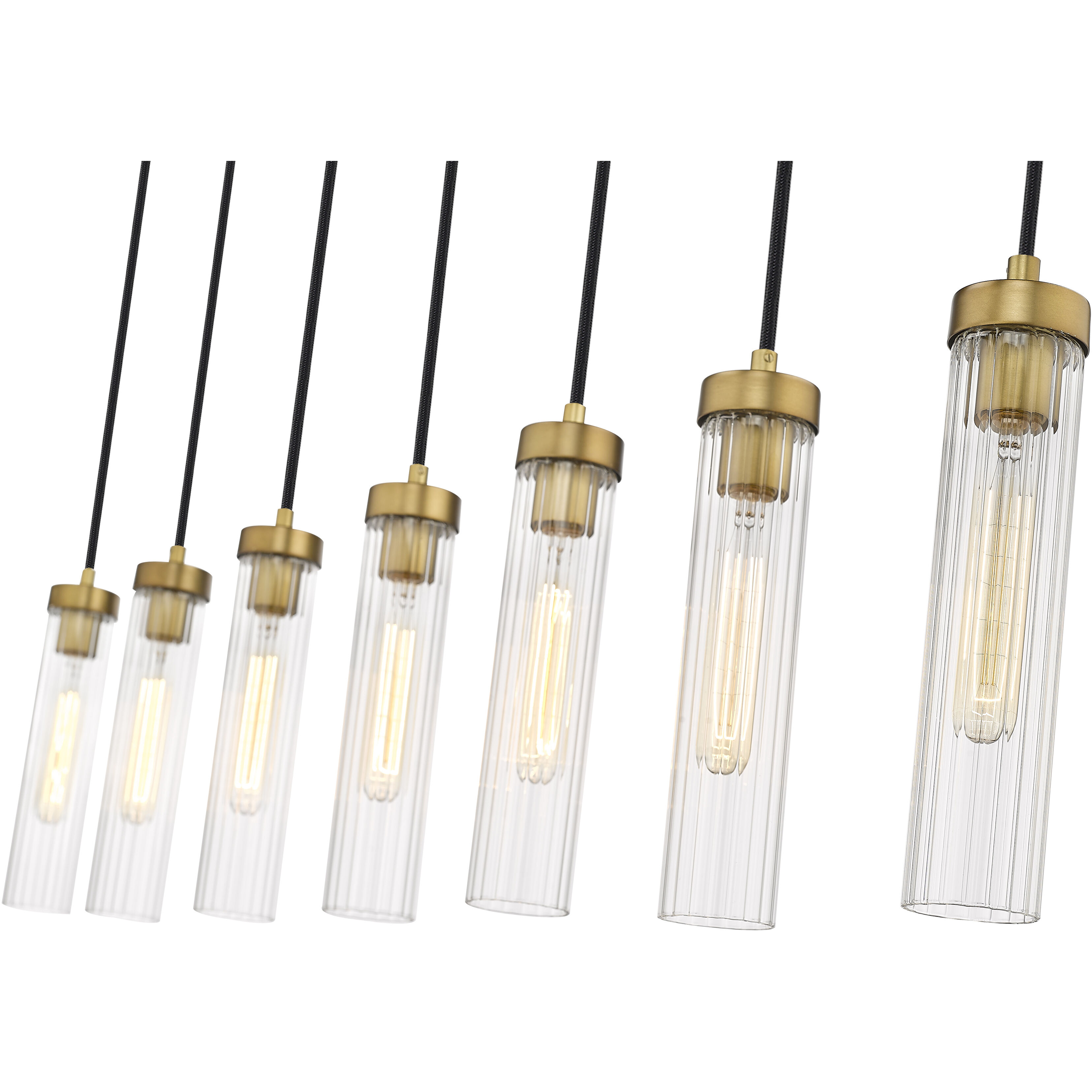 Beau 7 Light 54 inch Rubbed Brass Linear Chandelier Ceiling Light