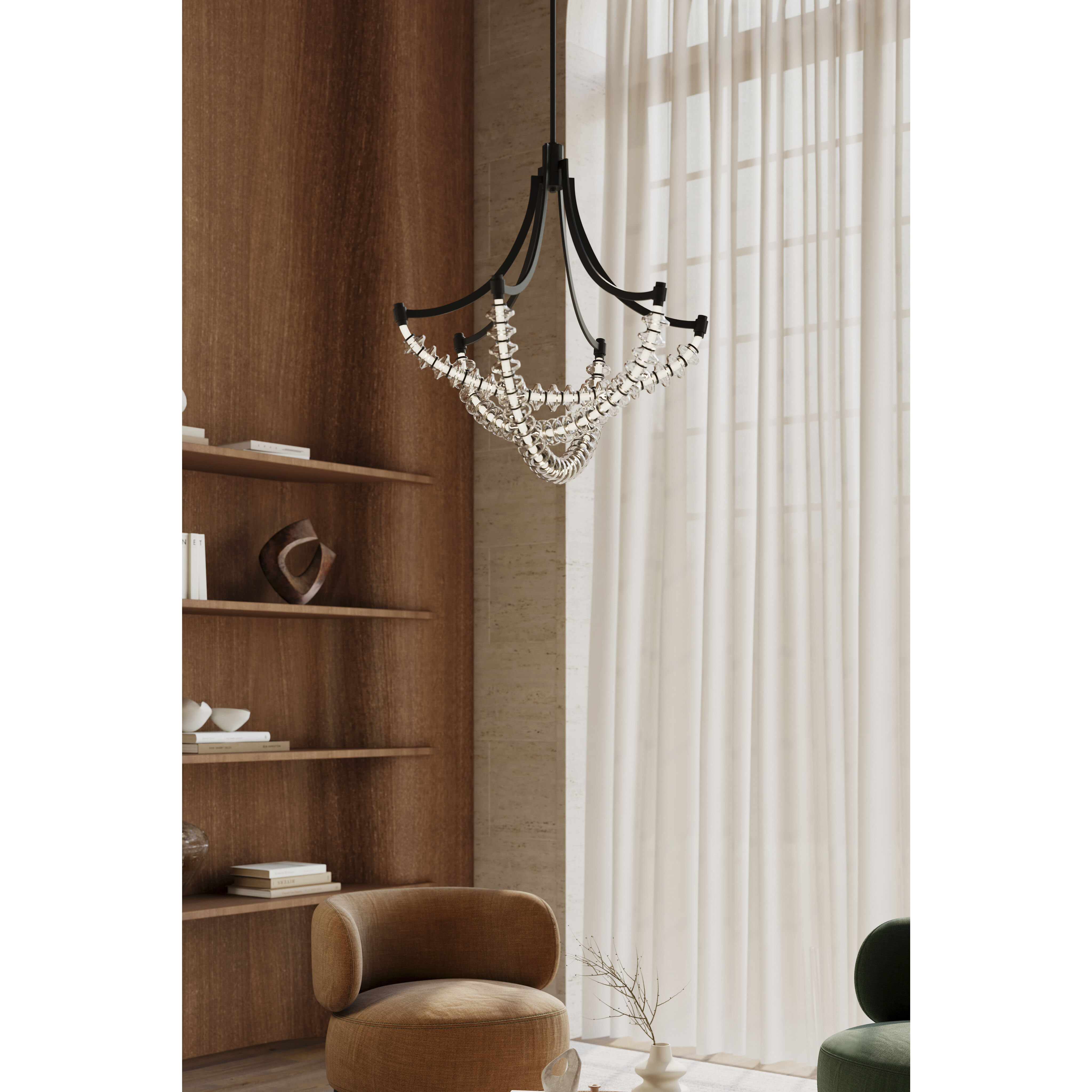 Pearl LED 29.25 inch Dark Matte Black Chandelier Ceiling Light