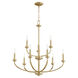 Reyes 9 Light 31 inch Aged Brass Chandelier Ceiling Light