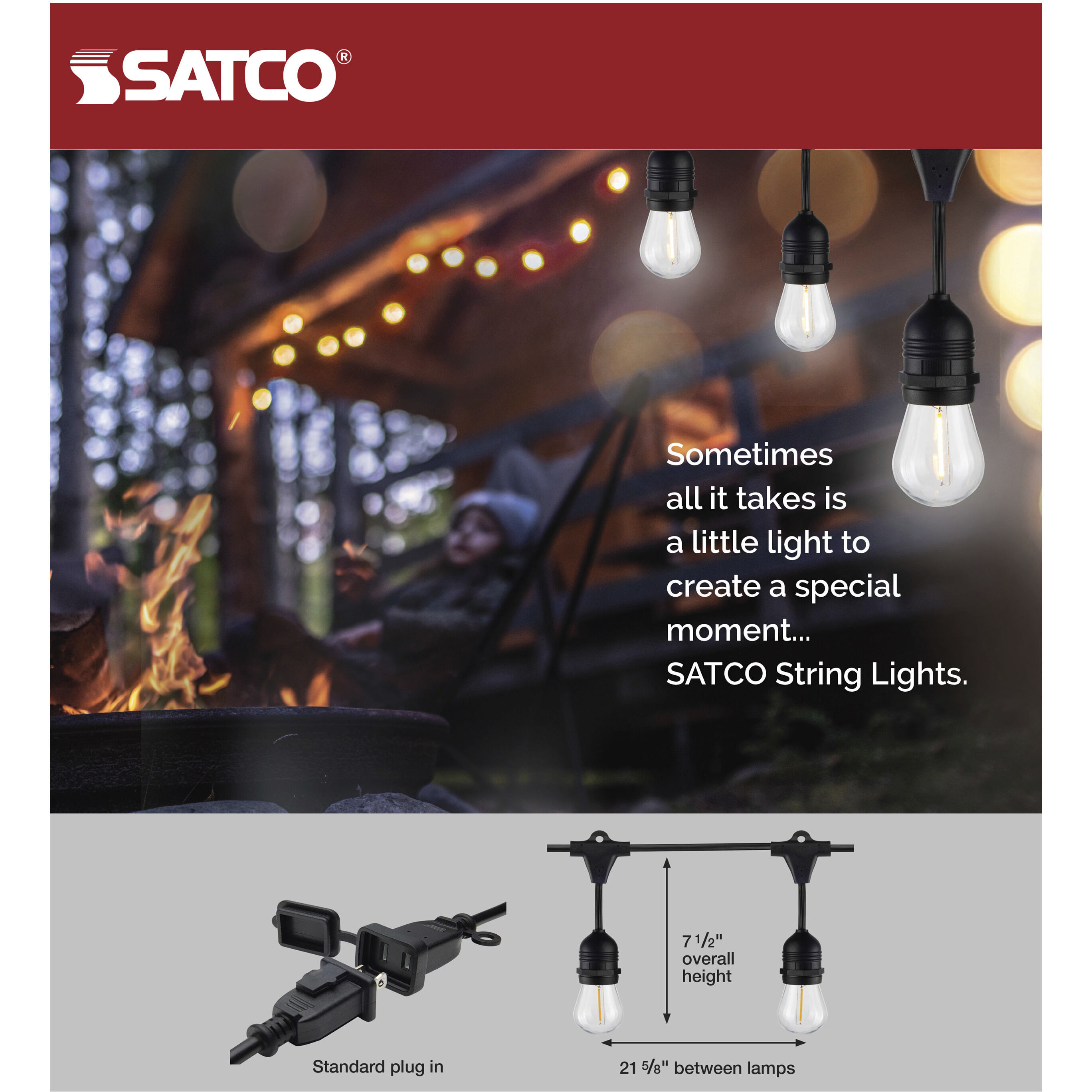 Lumos 12 Light LED 24 foot Black LED String Lights