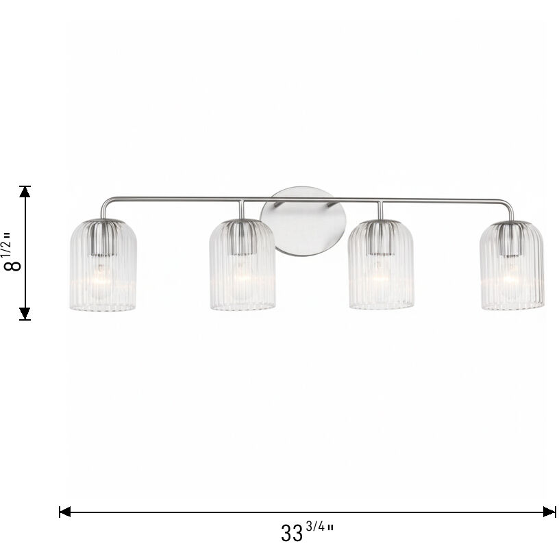 Eisele 4 Light 33.75 inch Satin Brass Vanity Light Wall Light, Large