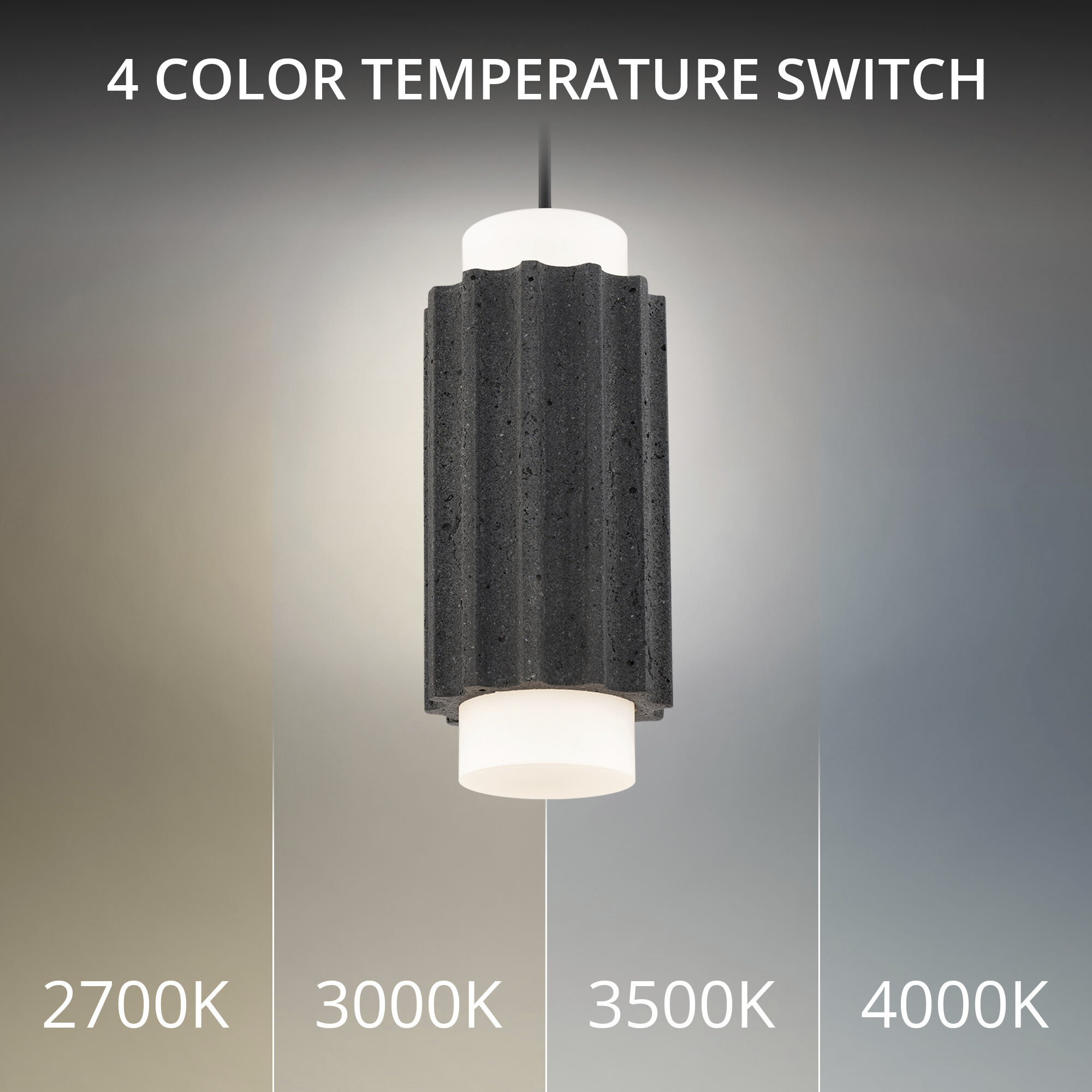 Caviar LED 7 inch Bassalt Stone and Black Indoor Hanging Lighting Ceiling Light in 4000K