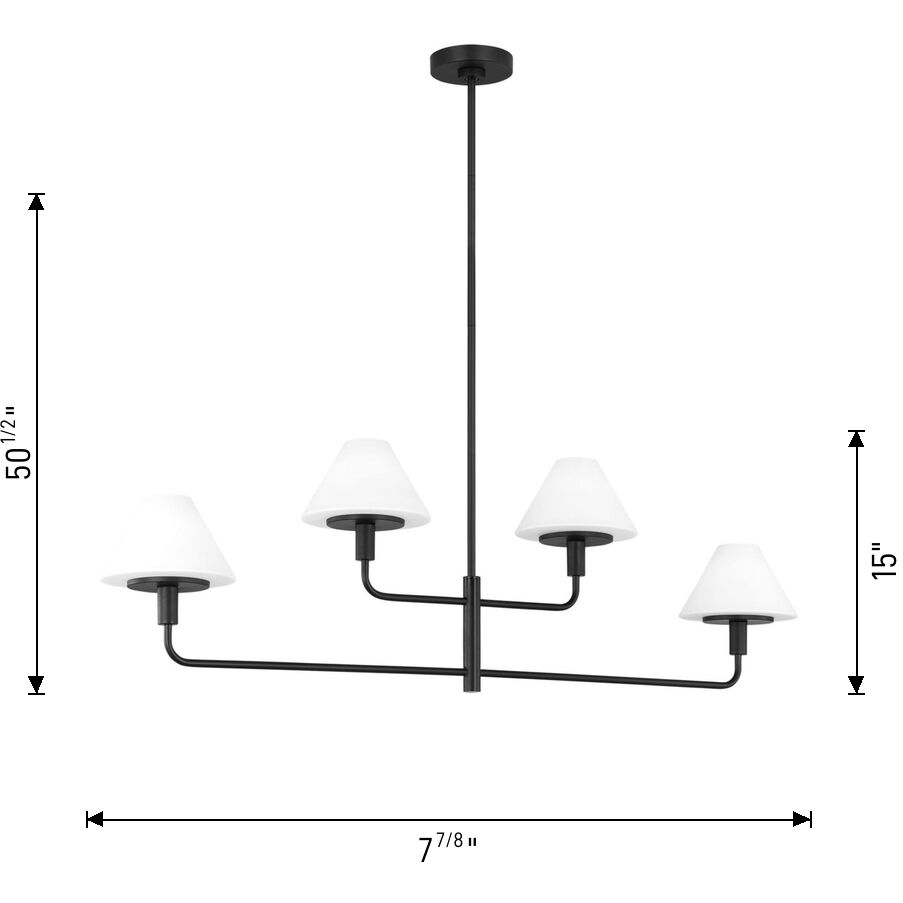 Mendota 4 Light 50 inch Midnight Black Chandelier Ceiling Light