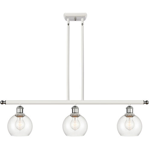 Ballston Athens 3 Light 36 inch White and Polished Chrome Island Light Ceiling Light in Clear Glass