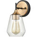 Villette 1 Light 7 inch Satin Brass with Matte Black Vanity Light Wall Light