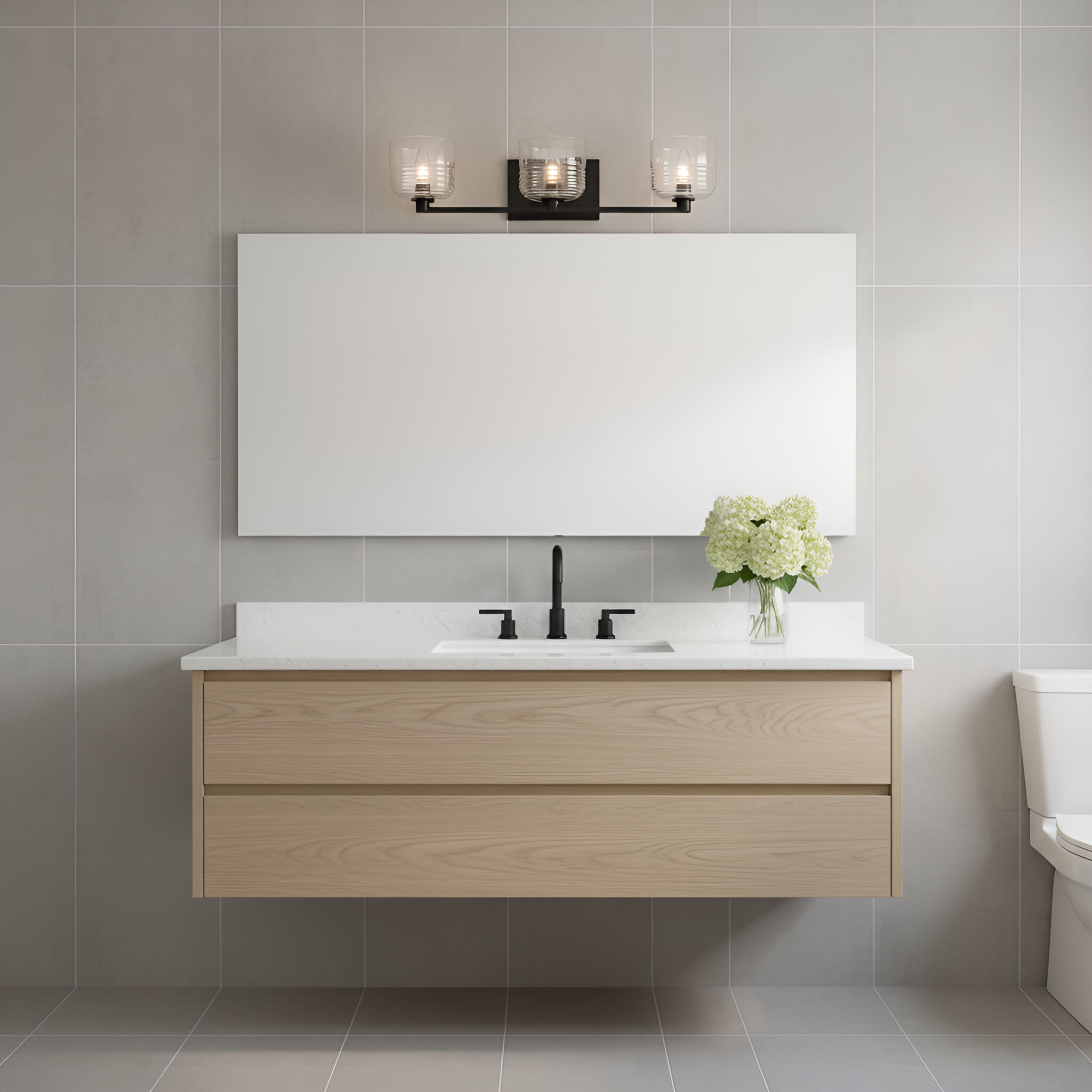 Drew & Jonathan Lochdale 3 Light 24.25 inch Midnight Black Vanity Light Wall Light, Large