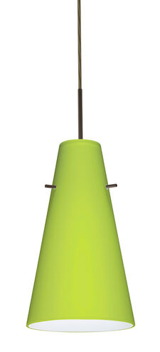 Cierro 1 Light Bronze Pendant Ceiling Light in Chartreuse Glass, Incandescent