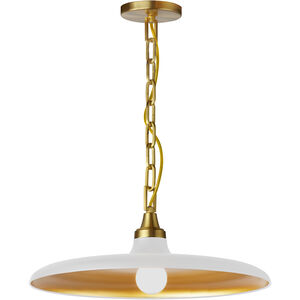 Quentin 1 Light 18 inch Matte White with Aged Brass Pendant Ceiling Light
