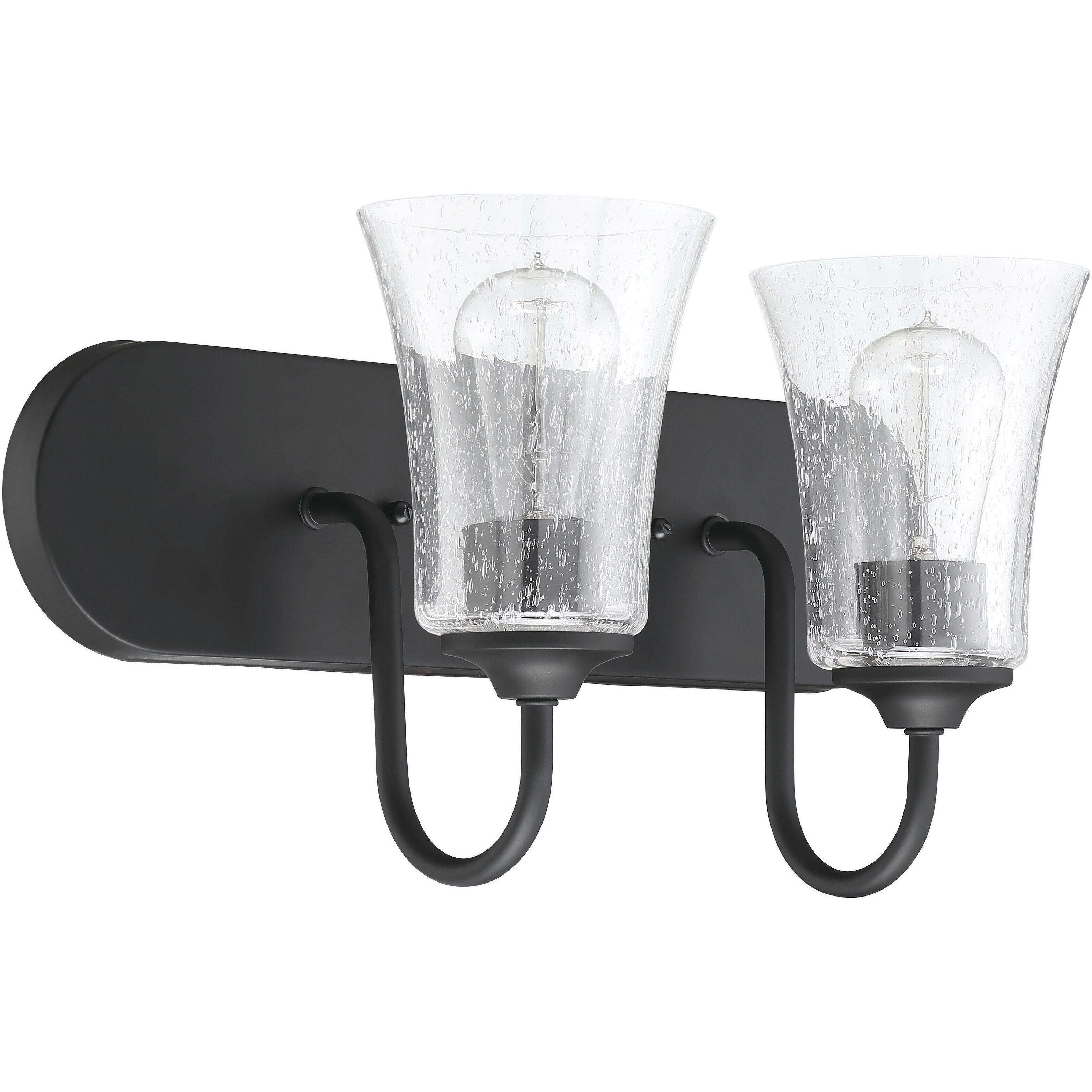 Neighborhood Gwyneth 2 Light 18 inch Flat Black Vanity Light Wall Light in Clear Seeded, Neighborhood Collection