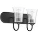 Neighborhood Gwyneth 2 Light 18 inch Flat Black Vanity Light Wall Light in Clear Seeded, Neighborhood Collection