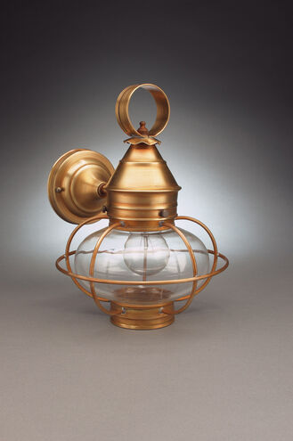 Onion 1 Light 13 inch Verdi Gris Outdoor Wall Lantern in Clear Glass