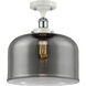 Ballston X-Large Bell LED 8 inch White and Polished Chrome Semi-Flush Mount Ceiling Light in Plated Smoke Glass