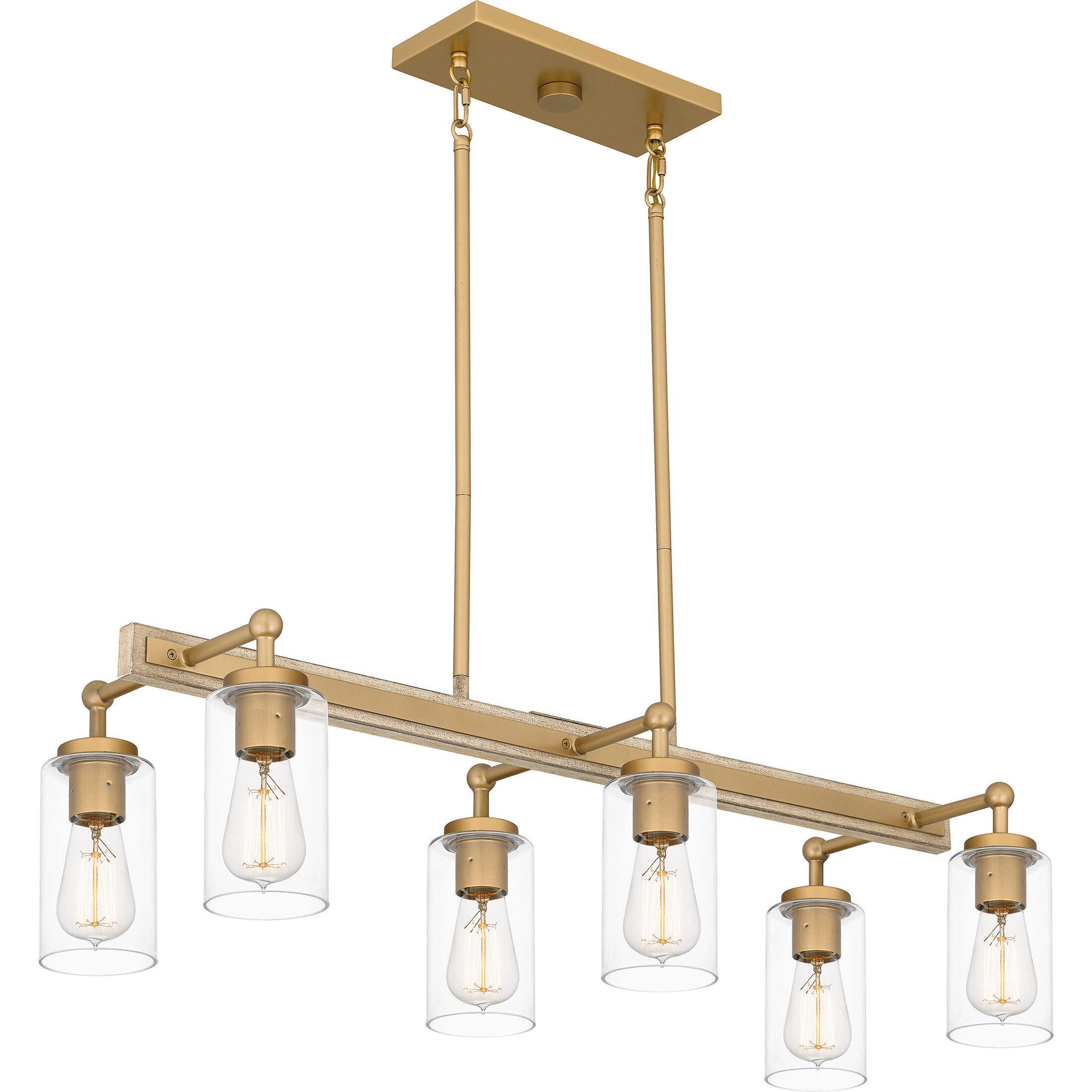 Kelleher 6 Light 34 inch Nouveau Painted Weathered Brass Island Light Ceiling Light