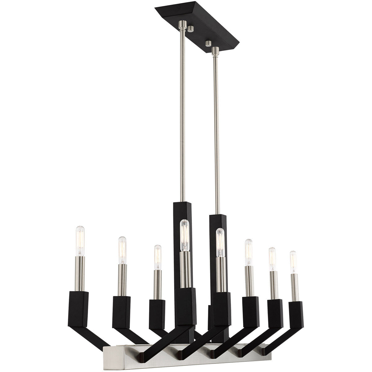 Beckett 10 Light 40 inch Brushed Nickel & Black Linear Chandelier Ceiling Light