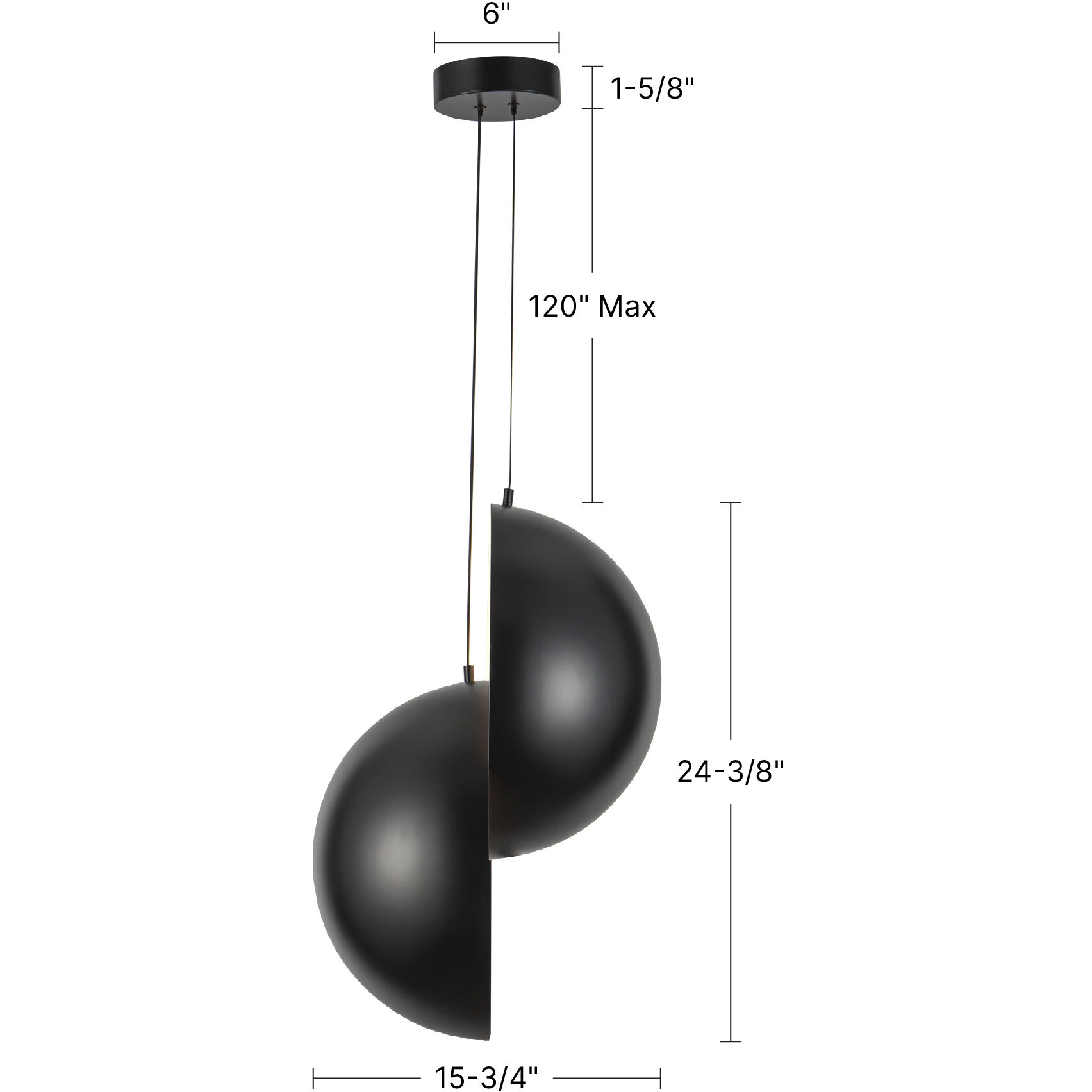 Void 15.75 inch Black Pendant Ceiling Light