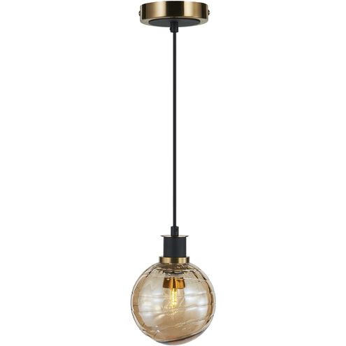 Gem LED 6 inch Black and Brushed Brass Pendant Ceiling Light in Amber