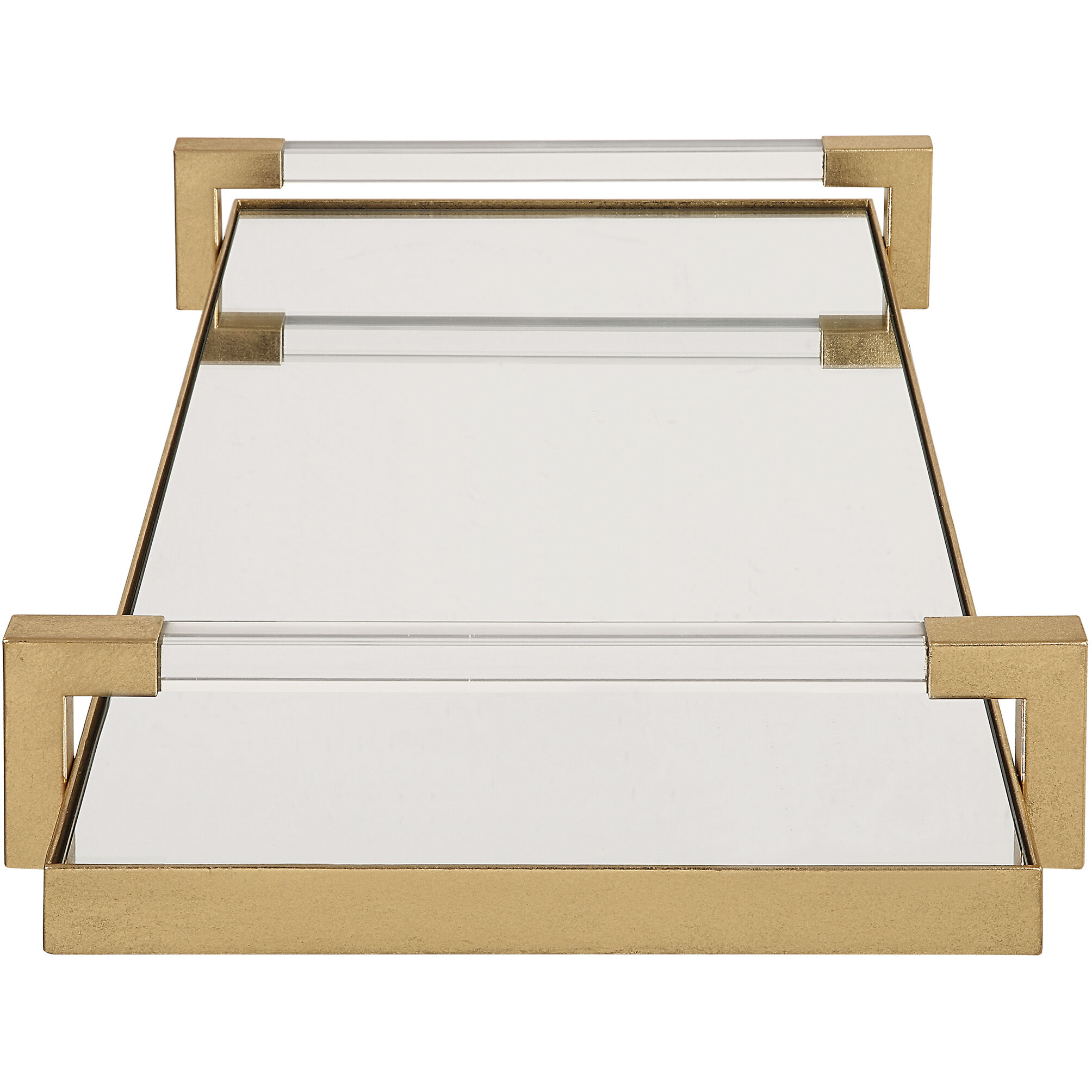 Deki Antiqued Gold Leaf and Clear Acrylic Mirrored Tray
