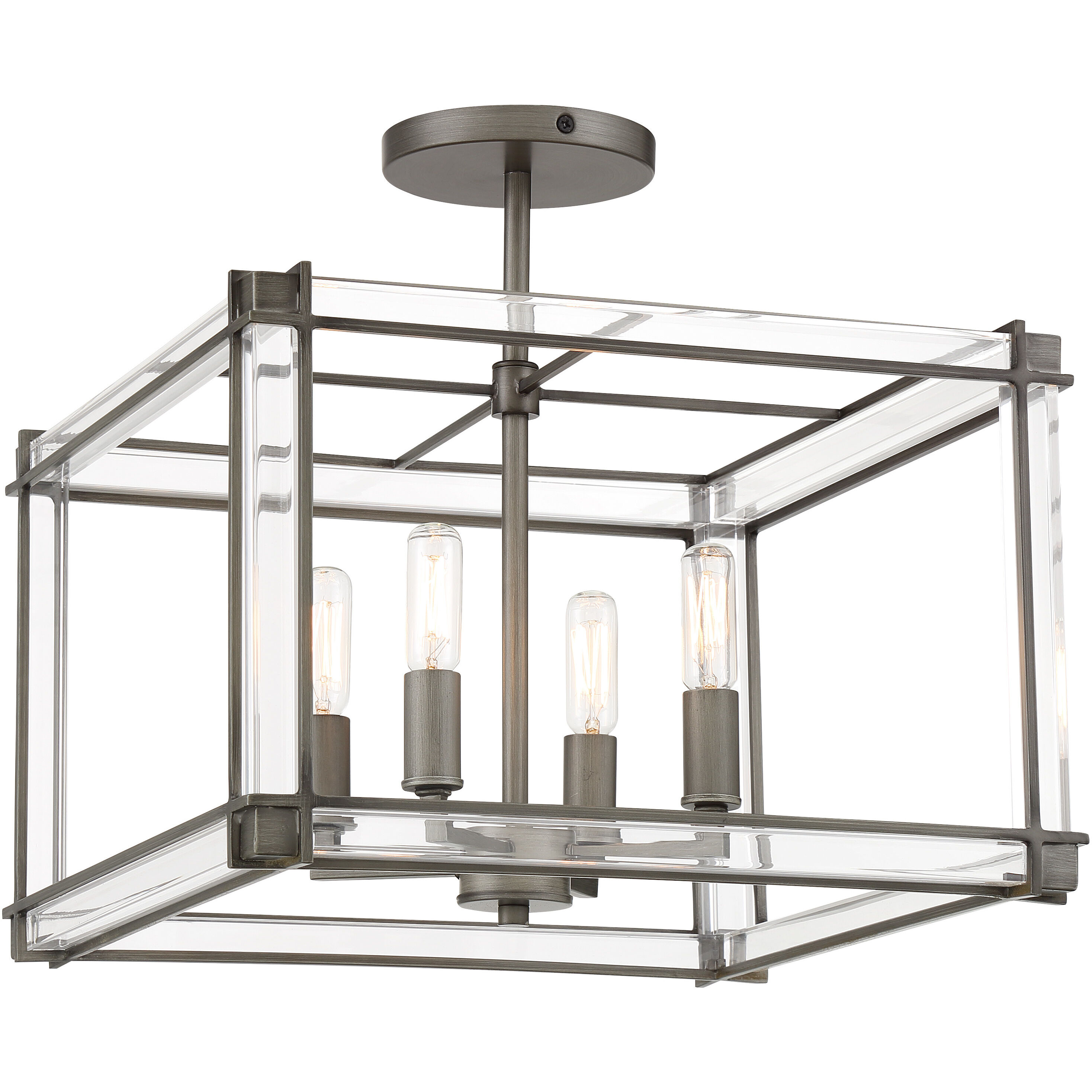 Langen Square 4 Light 15 inch Antique Nickel (Painted) Semi-Flush Ceiling Light